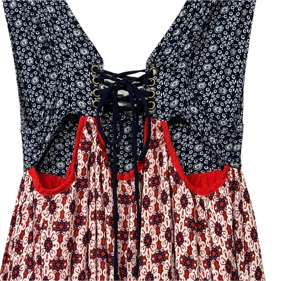 Lulus La Vie En Roses Navy Blue Red Floral Print Dress Sundress Small - Picture 12 of 13